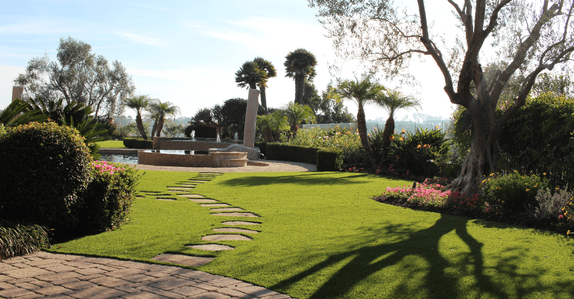 artificial turf in a backyard